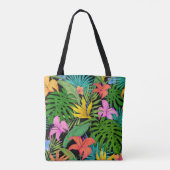Elegante farbenfrohe Sommer-Tropical Floral Blätte Tasche (Rückseite)