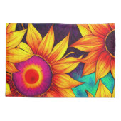Elegante Farbenfrohe Sonnenblumen Blume Power | Kissenbezug (Rückseite-Links)