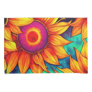 Elegante Farbenfrohe Sonnenblumen Blume Power Kissenbezug