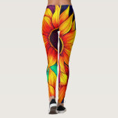 Elegante Farbenfrohe Sonnenblumen Blume Power | Leggings (Rückseite)
