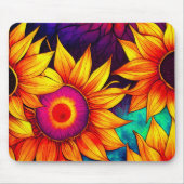 Elegante Farbenfrohe Sonnenblumen Blume Power | Mousepad (Vorne)