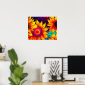 Elegante Farbenfrohe Sonnenblumen Blume Power | Poster (Heimbüro)