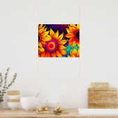 Elegante Farbenfrohe Sonnenblumen Blume Power | Poster (Küche)