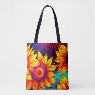 Elegante Farbenfrohe Sonnenblumen Blume Power   Tasche