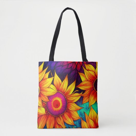Elegante Farbenfrohe Sonnenblumen Blume Power | Tasche (Vorderseite)
