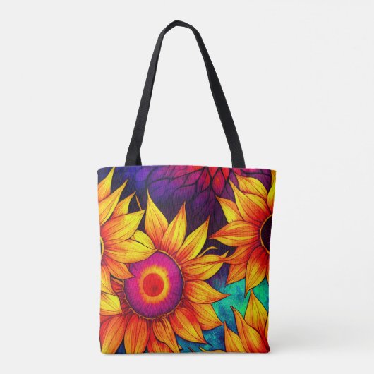 Elegante Farbenfrohe Sonnenblumen Blume Power | Tasche (Rückseite)