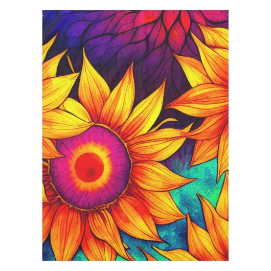 Elegante Farbenfrohe Sonnenblumen Blume Power | Tischdecke (Vorderseite)