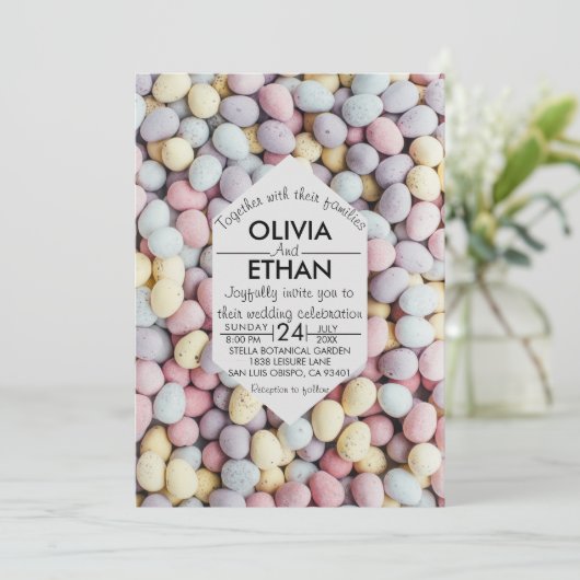 Elegante farbenfrohe Steine Moderne Foto Hochzeit Einladung (Stehend Vorderseite)