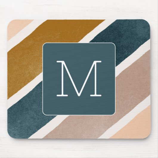 Elegante farbenfrohe Streifen Moderne Aquamarin ro Mousepad (Vorne)