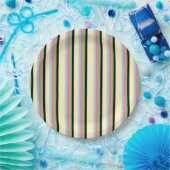 Elegante farbenfrohe Streifen Retro & Modern Girly Pappteller (Party)