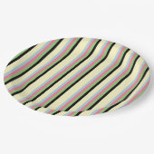 Elegante farbenfrohe Streifen Retro & Modern Girly Pappteller (Schrägansicht)