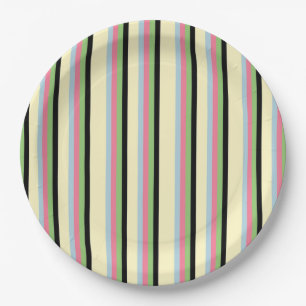 Elegante farbenfrohe Streifen Retro & Modern Girly Pappteller