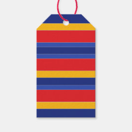 Elegante farbenfrohe Streifen, Rot-Blau-Gelb und S Geschenkanhänger