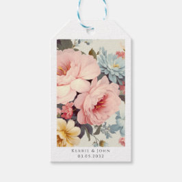 Elegante, farbenfrohe, Vintage Blume Hochzeit Geschenkanhänger