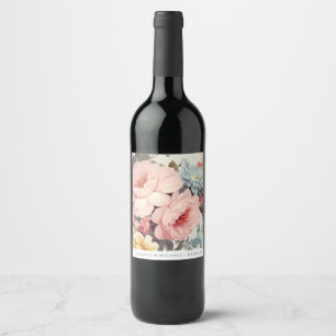 Elegante, farbenfrohe Vintage-Blumen  Weinetikett