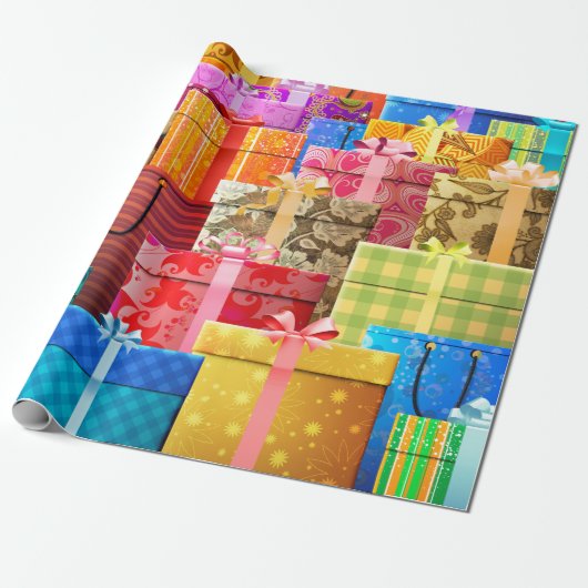 Elegante farbenfrohe Weihnachtsgeschenke Wrapping Geschenkpapier (Ungerollt)
