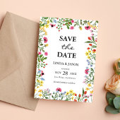 Elegante farbenfrohe Wildblume Hochzeit retten das Einladung