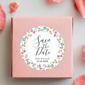 Elegante farbenfrohe Wildblume Hochzeit retten das Runder Aufkleber