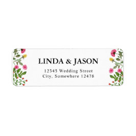 Elegante farbenfrohe Wildblume Hochzeit Rücksendea