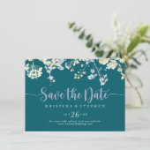 Elegante farbenfrohe Wildblume Horizontal Hochzeit Save The Date (Stehend Vorderseite)