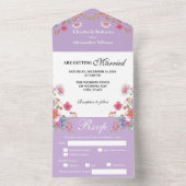 Elegante farbenfrohe Wildblume Lila Hochzeit All In One Einladung (Innen Boden)