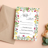 Elegante farbenfrohe Wildblume Wedding RSVP Card Einladung