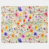 Elegante farbenfrohe Wildblumen Aquarell Fleecedecke (Vorderseite (Horizontal))