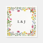 Elegante farbenfrohe Wildblumen Blumenhochzeit Serviette (Vorderseite)
