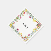 Elegante farbenfrohe Wildblumen Blumenhochzeit Serviette (Ecke)