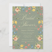 Elegante farbenfrohe Wildblumen Brautparty Einladung (Vorderseite)