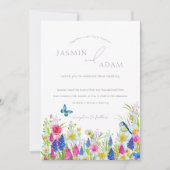 Elegante farbenfrohe Wildblumen Butterflies Hochze Einladung (Vorderseite)