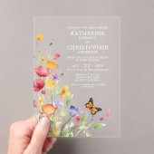 Elegante farbenfrohe Wildblumen Butterfly Wedding Acryleinladungen (Insitu (Handheld))