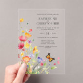 Elegante farbenfrohe Wildblumen Butterfly Wedding Acryleinladungen (Insitu (Handheld))