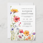 Elegante farbenfrohe Wildblumen Hochzeit Einladung (Vorderseite)