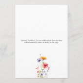 Elegante farbenfrohe Wildblumen Hochzeit Menükarte (Rückseite)