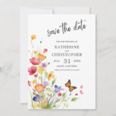 Elegante farbenfrohe Wildblumen Hochzeit Save The Date (Vorderseite)