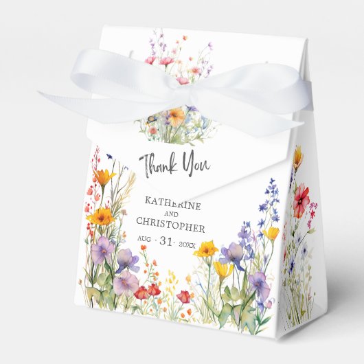 Elegante farbenfrohe Wildblumen Hochzeit Vielen Da Geschenkschachtel (Vorderseite)