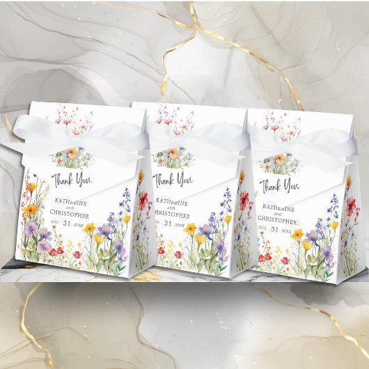 Elegante farbenfrohe Wildblumen Hochzeit Vielen Da Geschenkschachtel
