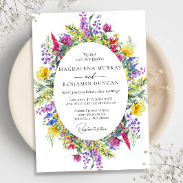 Elegante farbenfrohe Wildblumen und Kräuterrahmen Einladung