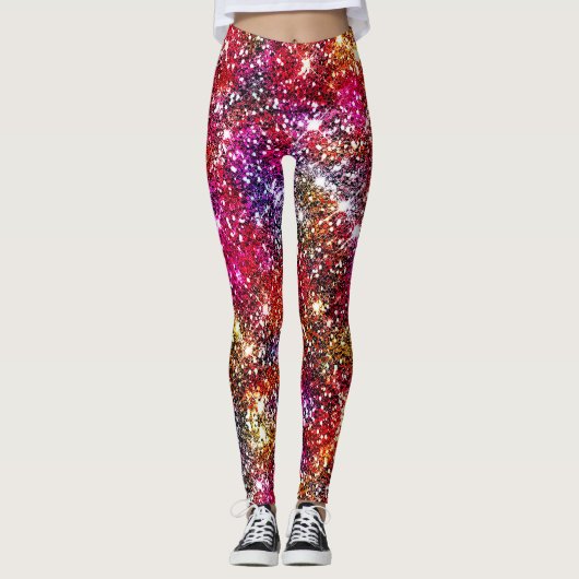 Elegante farbige Imitate Glitzer Monogramm Legging Leggings (Vorderseite)