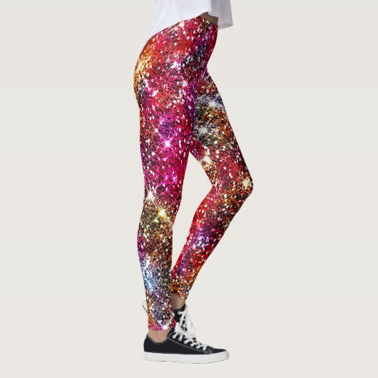 Elegante farbige Imitate Glitzer Monogramm Legging Leggings (Rechts)