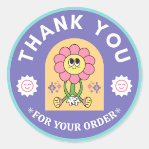Elegante Farbige Moderne Illustrative Danke Runder Aufkleber