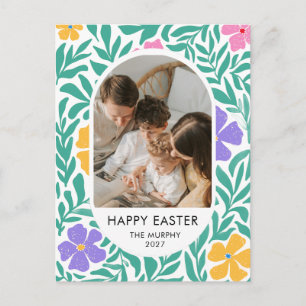Elegante farbige ovale florale Ostern-Familienfoto Feiertagspostkarte