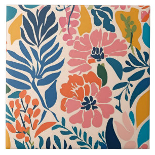 Elegante Farbige Retro-Vintage-Blumenmuster Fliese