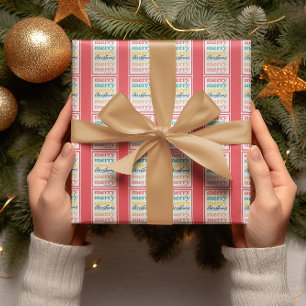 Elegante Farbige Rot Gold Sterne Frohe Weihnachten Geschenkpapier