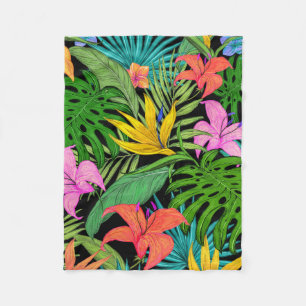 Elegante Farbige Sommer-Tropische Florale Blätter Fleecedecke