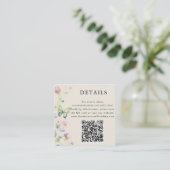 Elegante farbige Spring Wildblume QR Code Details Begleitkarte (Stehend Vorderseite)