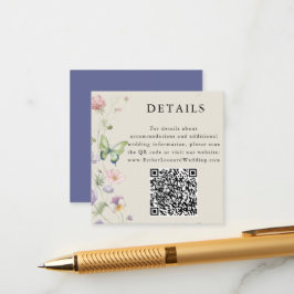 Elegante farbige Spring Wildblume QR Code Details Begleitkarte