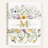 Elegante farbige Wildblume für Monogramm Notizblock (Vorderseite)