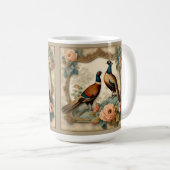 Elegante Fasane und Rose Collage Kaffeetasse (VorderseiteRechts)